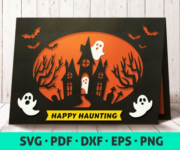 Halloween Card SVG Card Template SVG Cute Halloween | Etsy