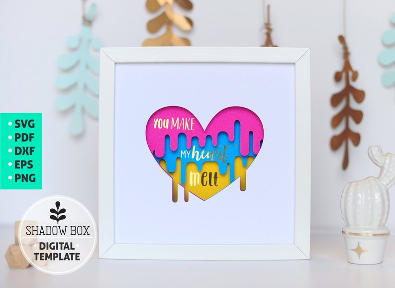 Heart Shadow Box SVG 3d papercut SVG Valentine's layered | Etsy