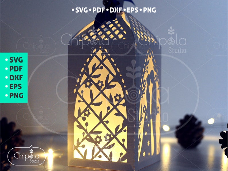 Wedding decoration SVG, 3D Bride and groom Lantern, luminary LED template Download, centerpiece table decoration, Silhouette, Cricut, laser image 2