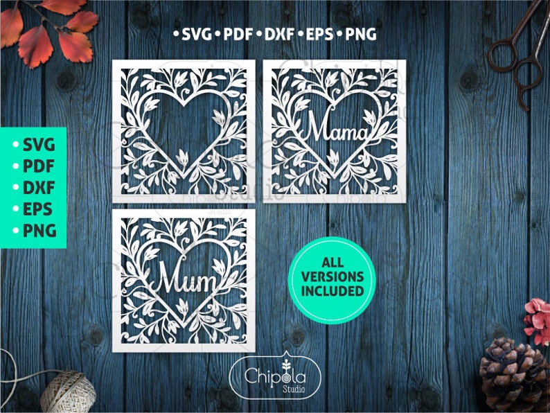 Mom Floral Heart Square SVG Vector Cut File Mom Title - Etsy