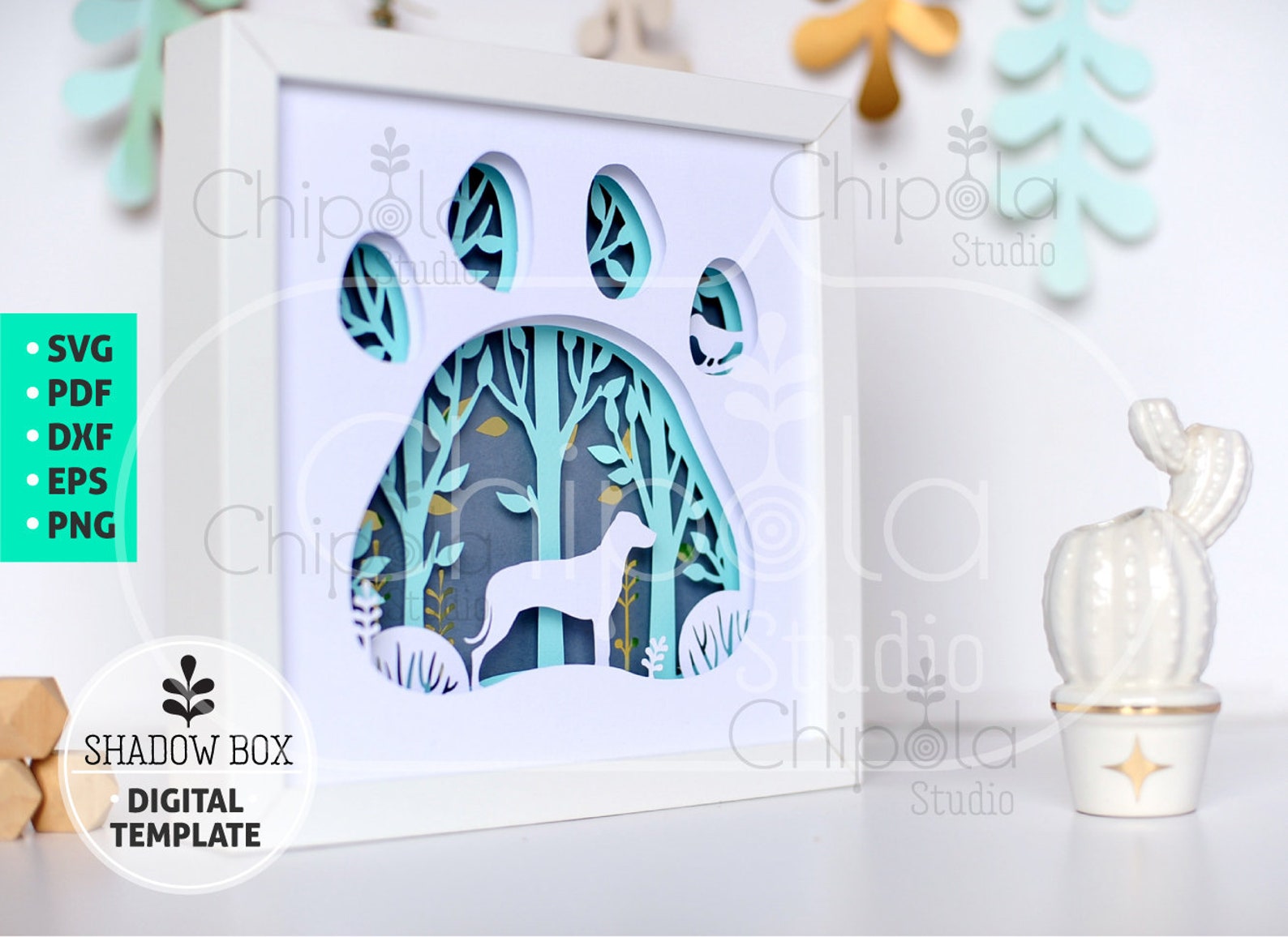 Rhodesian Ridgeback Dog Breed Shadow Box SVG, 3d Papercut SVG, Layered ...