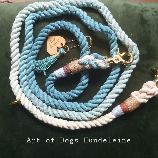 ombre dog leash in blue tones tauline