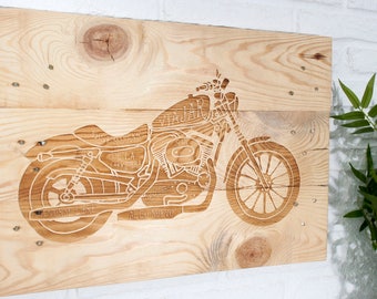 Recycled bike engraved wooden sign