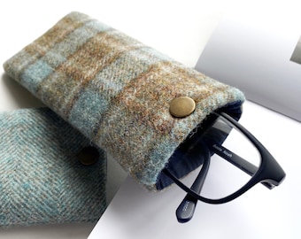 Handmade Tweed Wool Glasses Case, Padded Eyeglasses Sleeve