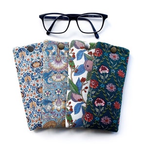 Tissu Liberty | Étui à lunettes de soleil imprimé William Morris | étui à lunettes de lecture | étui à lunettes fin rembourré | étui à lunettes souple