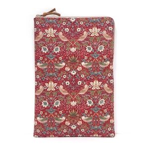 Strawberry thief cotton zipper pouch bag sleeve case, iPad Pro 11/13 Inch iPad Air/ Mini 5/6, iPad fabric cover, women&#39;s macBook Pro sleeve