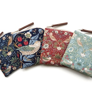 Monedero pequeño con cremallera, monedero, monedero pequeño, minicartera para mujer, monedero para hombre, tarjetero de viaje, diseño de William Morris Strawberry Thief