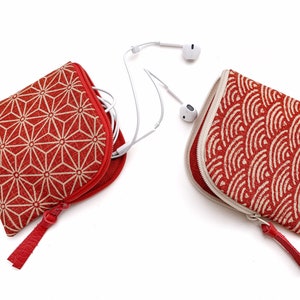 Monedero pequeño de tela japonesa con cremallera, monedero, monedero pequeño, minicartera para mujer, monedero para hombre, tarjetero de viaje, bolsillo.