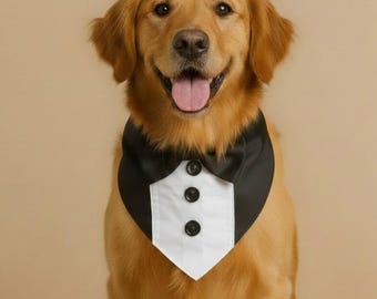 Personalisiertes Halstuch für Hunde mit Satinband. Wählen Sie Ihre Farben und Stoffe für das perfekte formelle Hochzeitsoutfit für Ihren Hund.