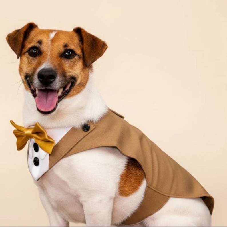 Dog Wedding Tuxedo Suit with Snap-On Bandana | Custom Made to Measure | All Dog Sizes image 1