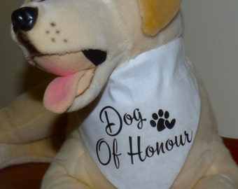 Dog of Honour, White Linen Over the Collar Dog Bandana, Dog Wedding Bandana, Best Dog, White Dog Bandana, Dog of Honor, Wedding Dog Gift