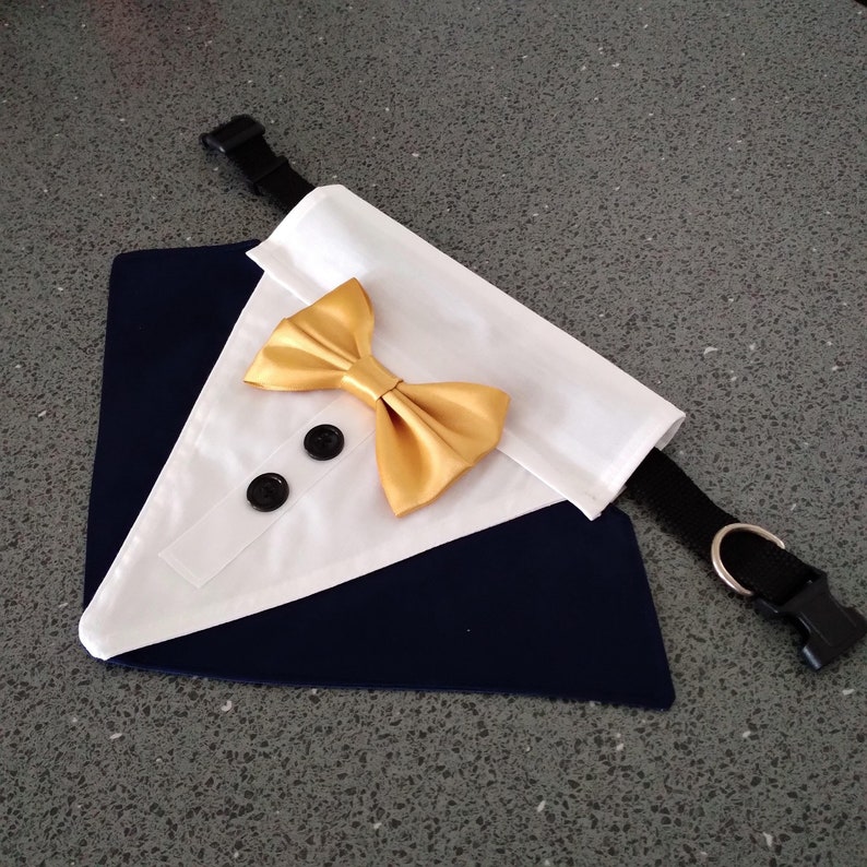 Hunde Hochzeit Smoking Bandana, Satin Fliege, Dias über Halsband, Farbauswahl Bild 7