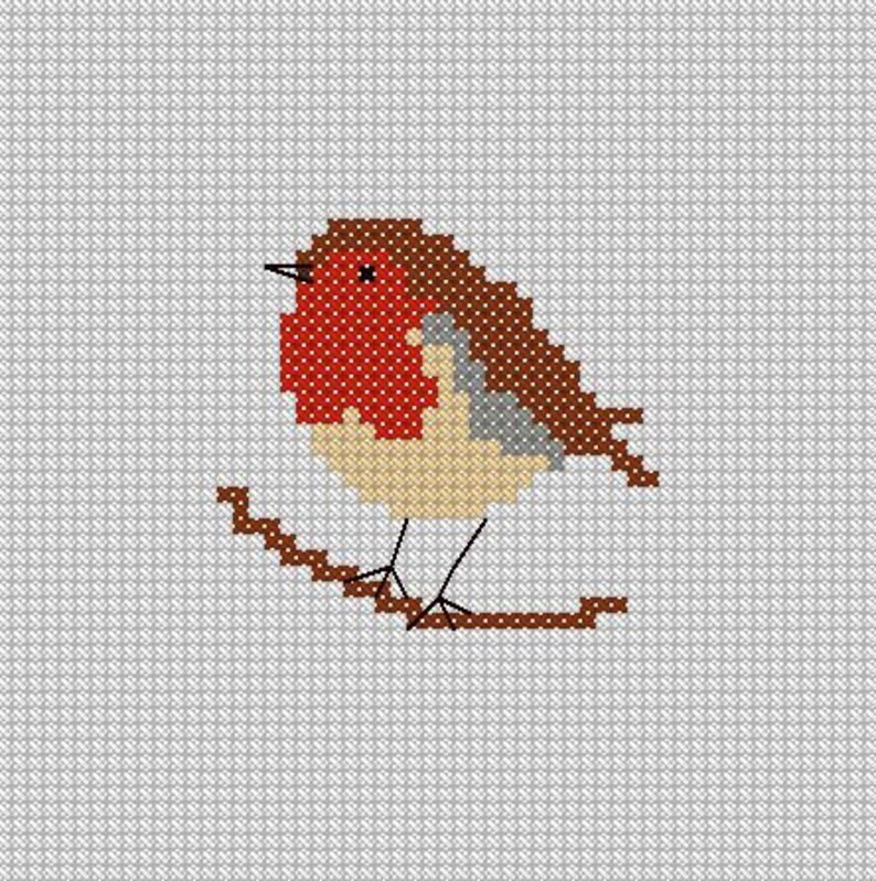 Robin Cross Stitch Graphghan C2C Crochet or Intarsia Etsy