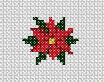 Christmas Poinsettia Cross Stitch Patterns For Tea Towels