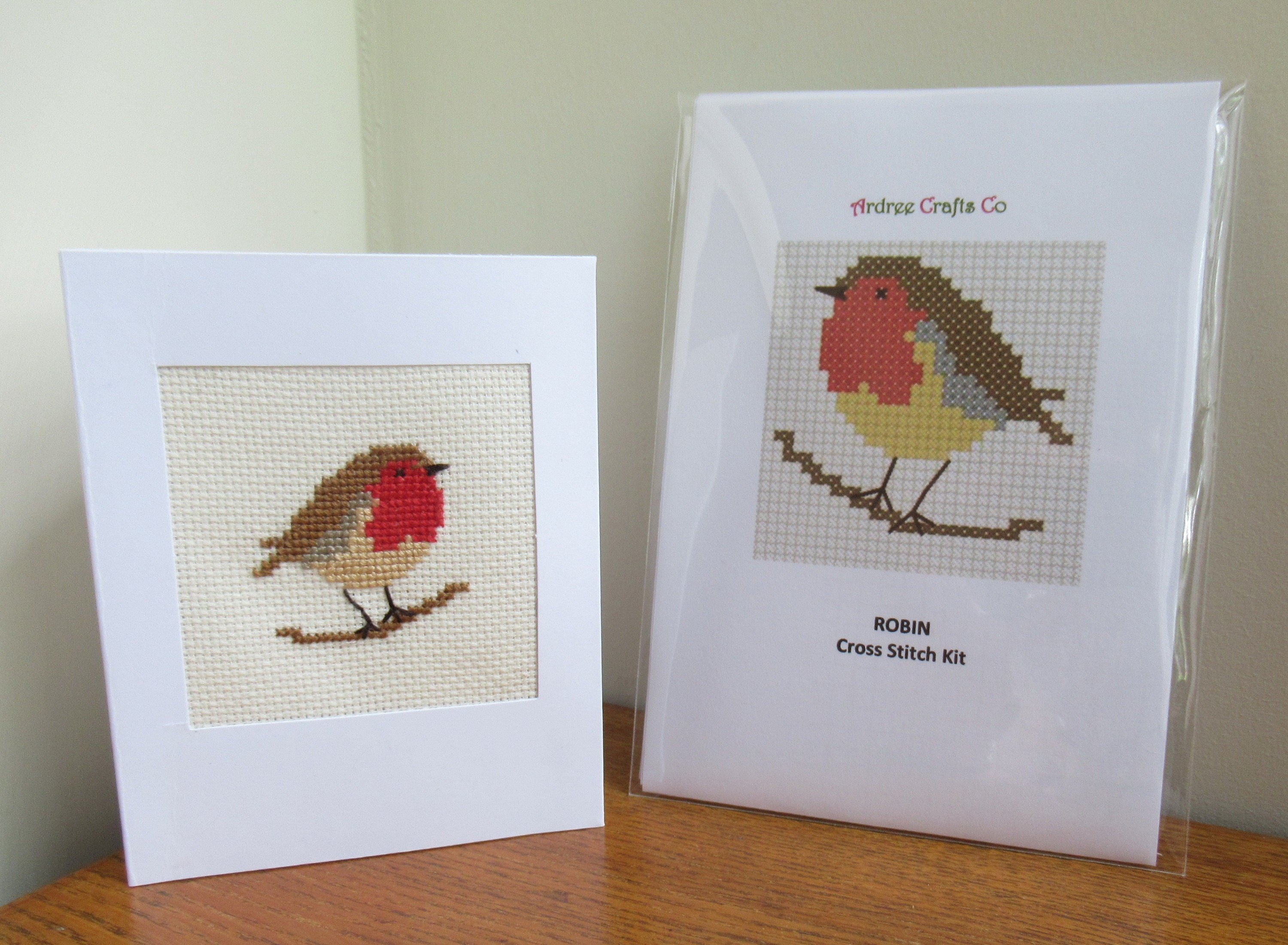 Robin Cross stitch kit complete with aperture card and Etsy
