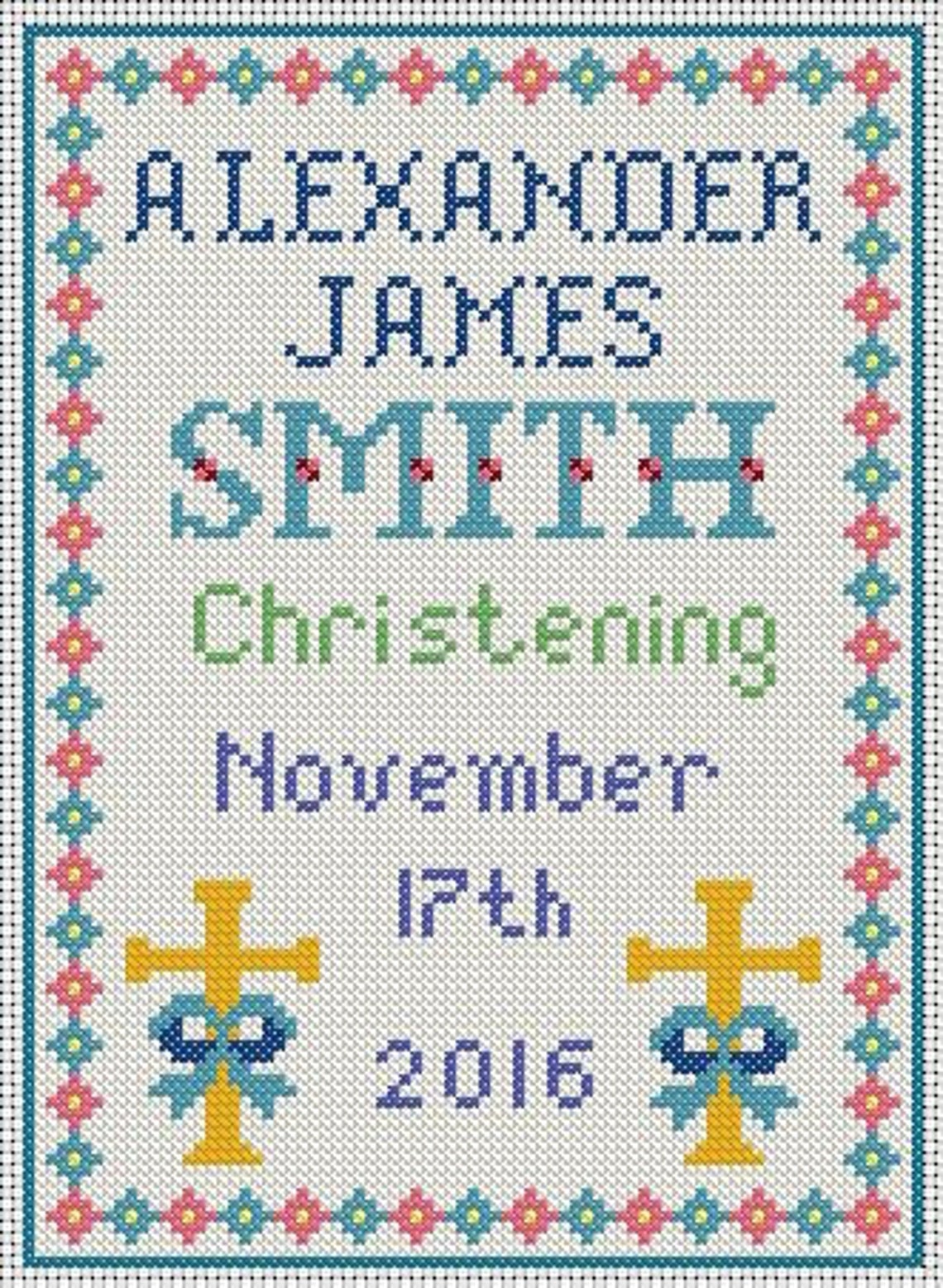 Personalised Christening Cross Stitch Pattern Personalised Etsy