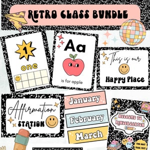 BUNDLE** Editable Retro Meet the Teacher, Back to School, Student Info Printable, Customizable, Instant Download, Editable Canva Template