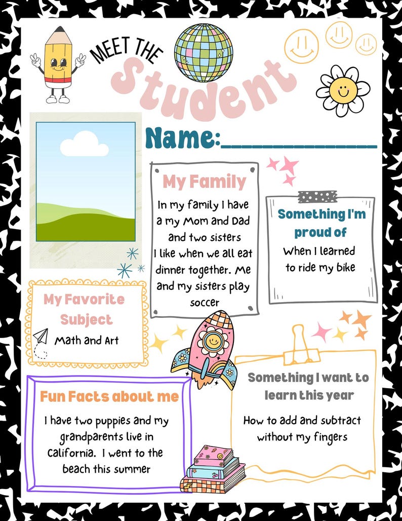 Retro Teacher Student Forms Bundle: Editable Canva Templates (digital ...