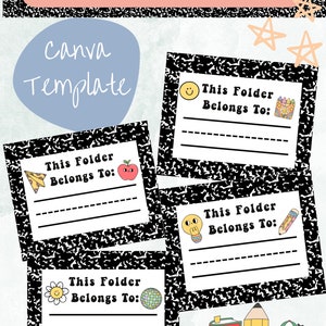 Editable Retro Name Labels Template, Locker, Back to School, Student Printable, Customizable, Instant Download, Editable Canva Template