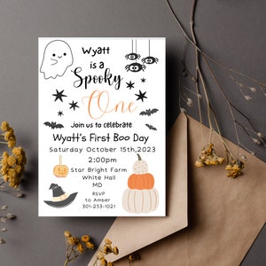 Spooky One Birthday Invitation, halloween First Birthday Invitation, Spooky 1st Birthday Halloween Party, Spooktacular Party 1st birthday