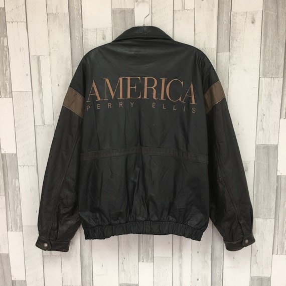 Vintage Perry Ellis Leather Jacket Size Large
