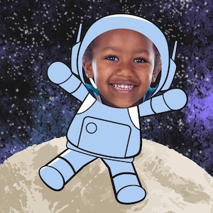 Foto Geburtstagskarte zum ausdrucken, Weltraum Geburtstagskarte für Papa, Benutzerdefinierte Astronauten Färbung PNG, Mond und Rückkarte, Mama Geburtstag Canva Vorlage
