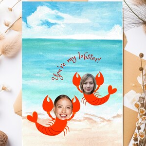 Você é meu modelo de foto de lagosta, cartão de aniversário para esposa, retrato de casal personalizado para presente, ilustração de aniversário personalizada, citação de amigos