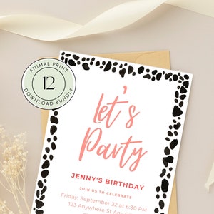 Dalmatian Pattern Invitation Dog Template Spots Paper Digital Black White Animal Print Digital Pattern Download dalmatian PDF Background