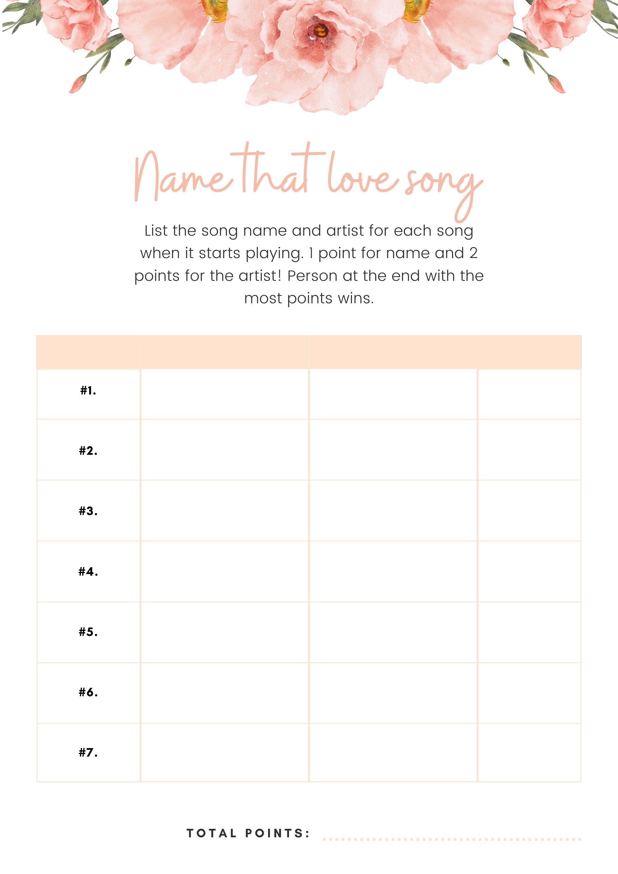 Hen Party Printable Love Song Quiz Wedding Shower Activity Bachelorette ...
