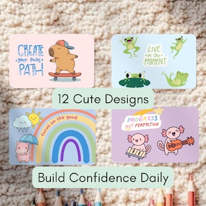 Kids Affirmation Cards Printable – Cute Animal Positive Lunchbox Note, Confidence Self-Esteem Sticker, Mindfulness Decor Poster PNG Teen