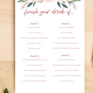 Bachelorette Dare Cards Activity Printable Hen Party Game Floral Bridal ...