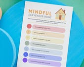 Mindful Scavenger Hunt Kid Activity Printable Game Family Time PNG Worksheet Homeschool Lesson Mental Health Calm Corner Mindfulness Game