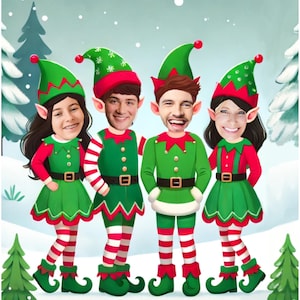 Elfen Foto Vorlage, Weihnachten Familienfoto, lustige Karte Elfe selbst, Download Party Einladen Weihnachten Familie Elfen Gesicht Bild einfügen Digital PNG