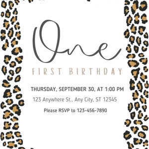 leopard print pattern border - safari invitation template - animal illustration - digital download pdf
