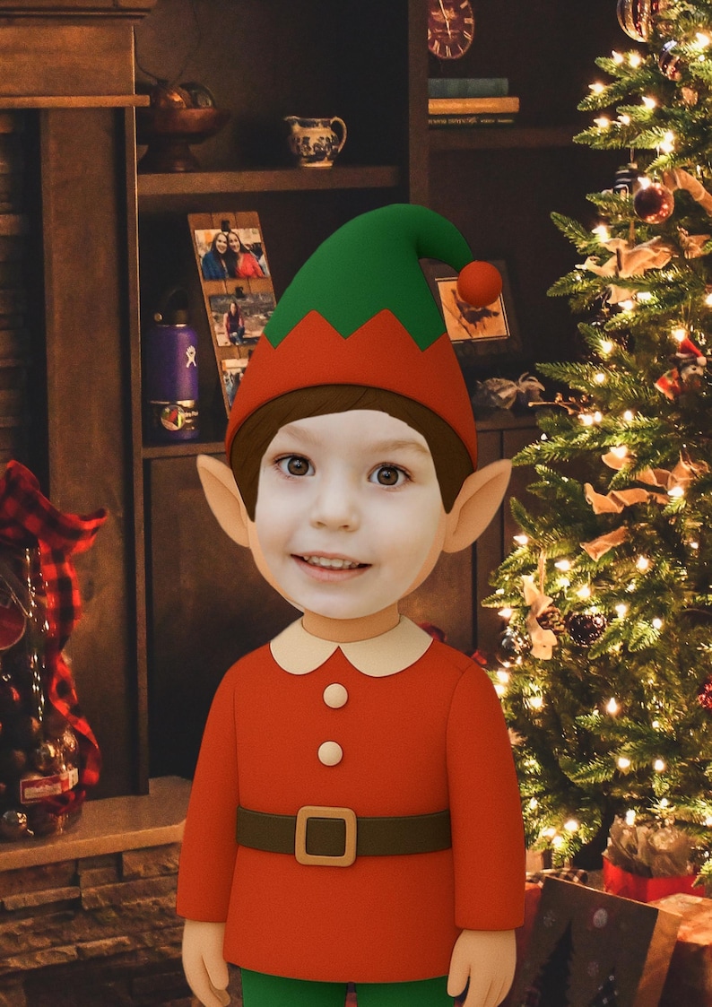 Custom Christmas Card Elf Print Photo Template, Elves Family Portrait ...