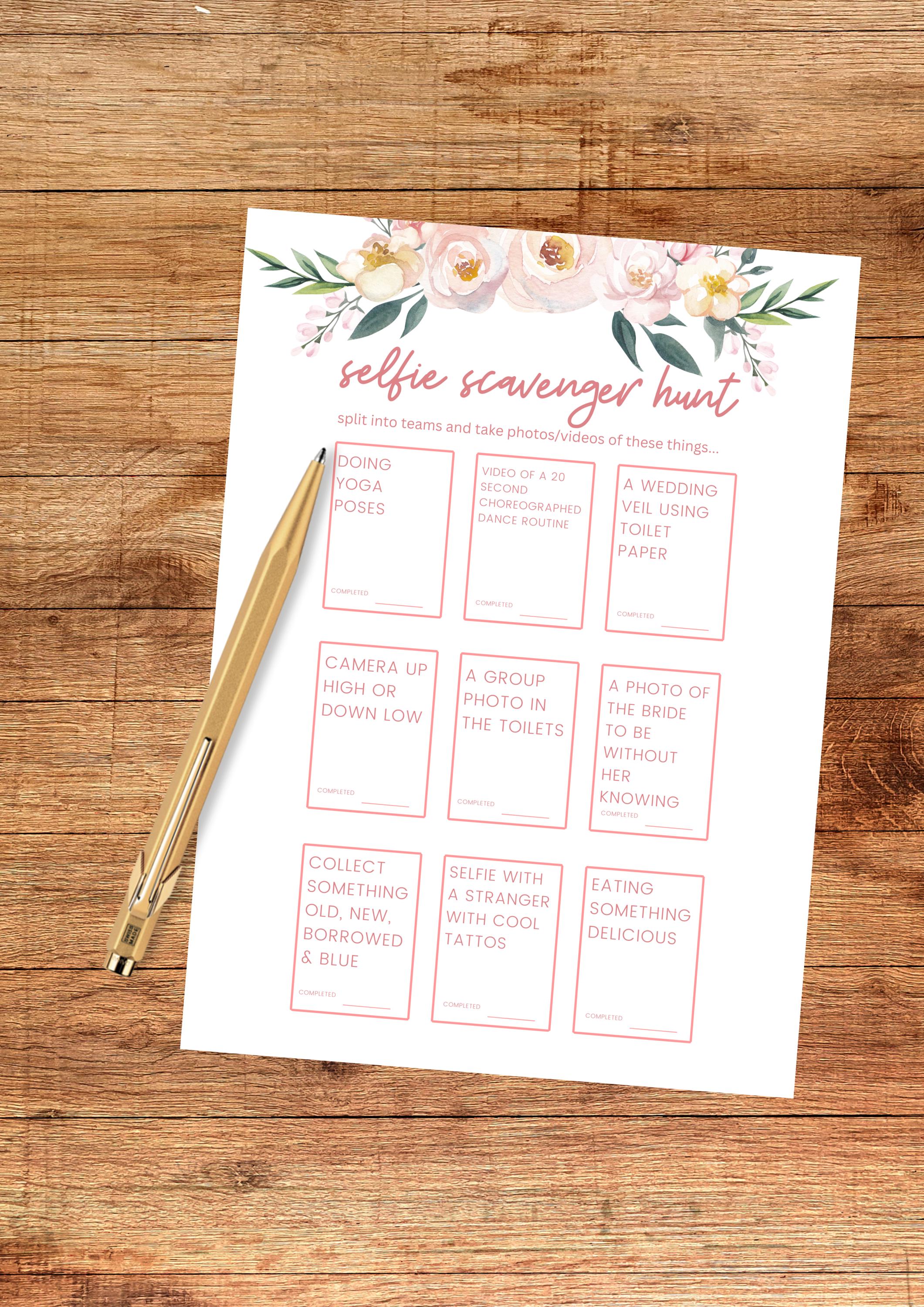 Bachelorette Dare Cards Activity Printable Hen Party Game Floral Bridal ...