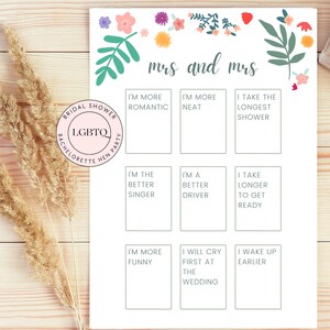 Actividades imprimibles para despedidas de soltera lesbianas, juegos digitales para despedidas de soltera LGBTQ, señora y señora, despedida de soltera lesbiana, bingo para despedidas de soltera, tarjetas de desafío para novias