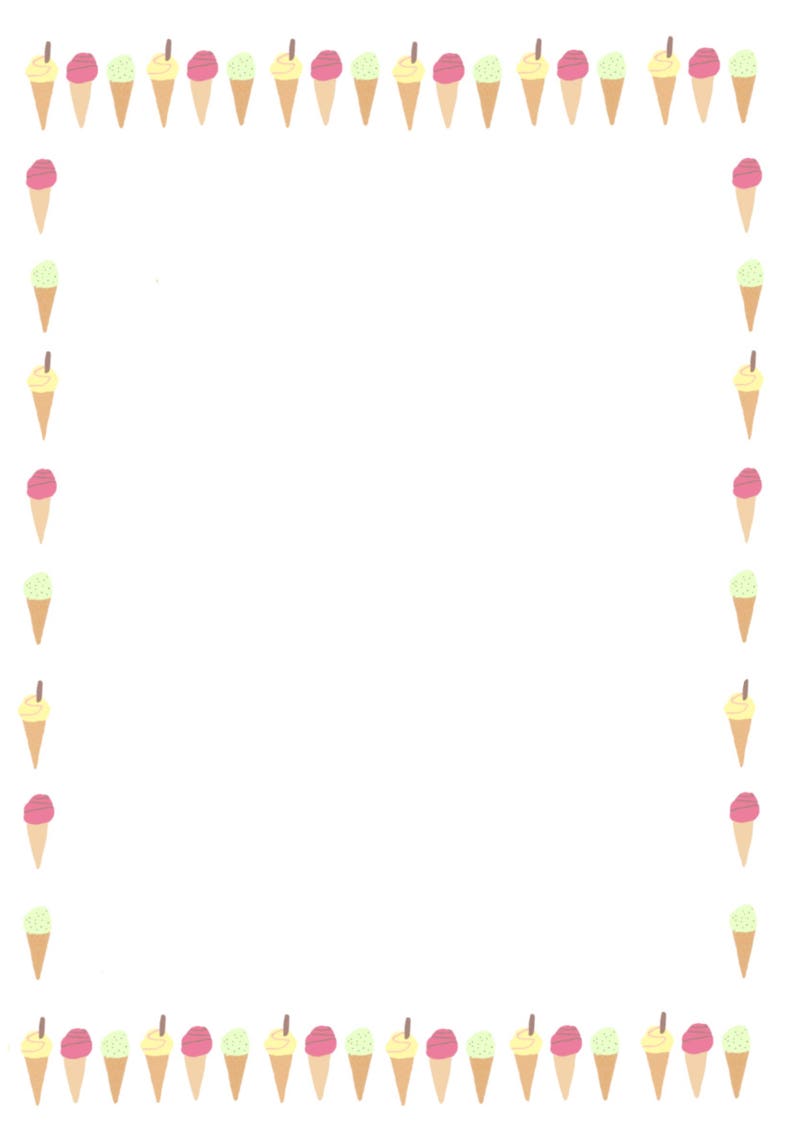 Printable Ice Cream Border Paper Craft Supplies Invitation | Etsy