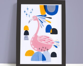 Watercolor Flamingo Print, Pink Flamingo, Animal Print, Nursery Print, Nursery Decor, Girls Room Decor, Scandinavian Print, Retro Pink Decor