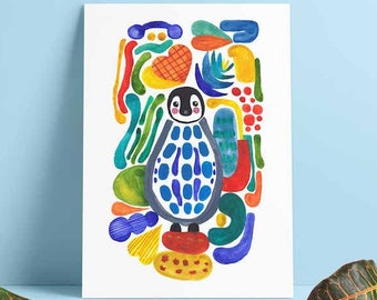 Penguin Print, Penguin Wall Art, Penguin Painting, Penguin Poster, Penguin Nursery Decor, Penguin Illustration, Penguin Gift, Baby penguin
