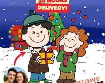 Retrato personalizado estilo Peanuts • Dibujo animado personalizado • Regalo de descarga digital para parejas, familias y mascotas • Entrega rápida en 24 horas