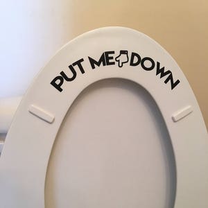2x PUT ME DOWN Stickers (pair) Toilet Seat Funny Reminder for him 8"x2.25"