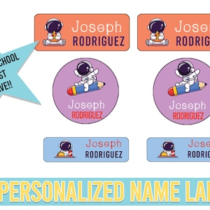 Outer Space Name Labels Boys Name Labels Kids School Labels