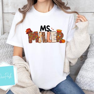 Camiseta de otoño personalizada / Camiseta de maestro / Camiseta de maestro de otoño / Camiseta de Acción de Gracias
