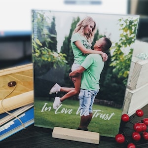 Personalised Acrylic Photo. Custom Text. Art Glass Acrylic Plaque. Custom Photo Decor. Unusual Gift. Couples gift