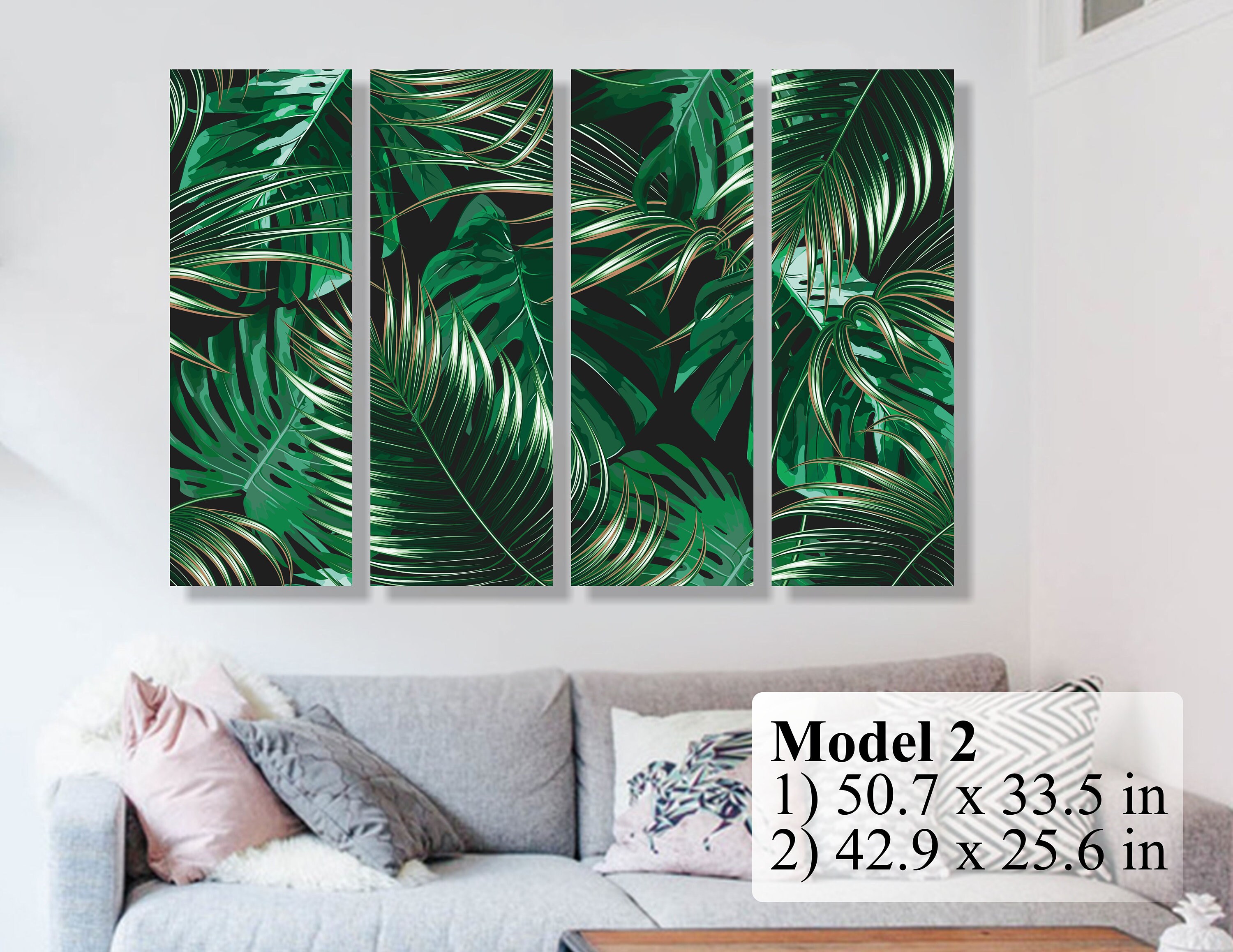 Green Tropical Leaves. Multi Panel Wall Art Decor Canvas - Etsy