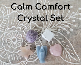 Calm Comfort Crystal Kit, Polished Crystal Set for Peace and Calm, Comforting Crystals, Calming Tumbled Crystal Set, Soothing Crystals