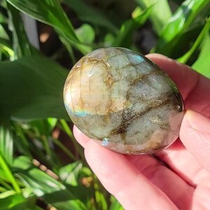 Labradorite Palm Stone With Blue and Gold Flash, Crystal Palm Stone, Polished Labradorite Crystal, Labradorite Pocket Stone LP14