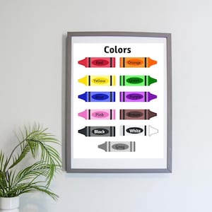 Tabla de colores para aulas y educación en el hogar, imprimible