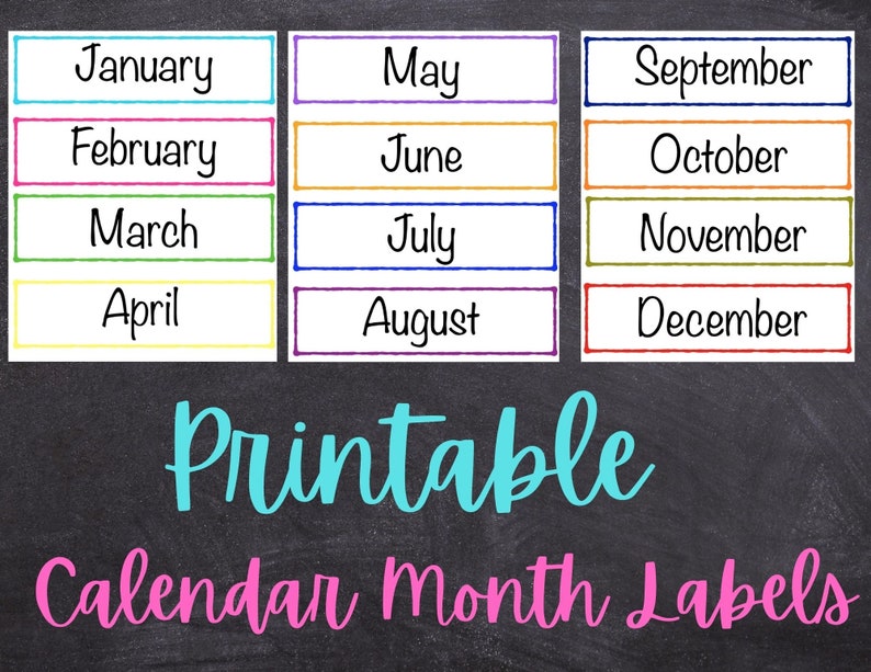 Printable Calendar Month Labels for Classroom or Homeschool Etsy